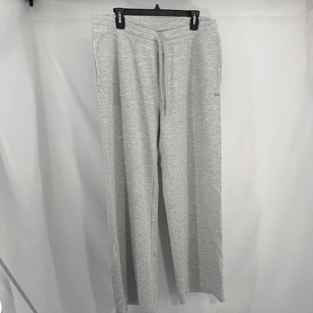 TNA Aritzia Wide Leg Waffle Knit Lounge Pants XL Heather Grey